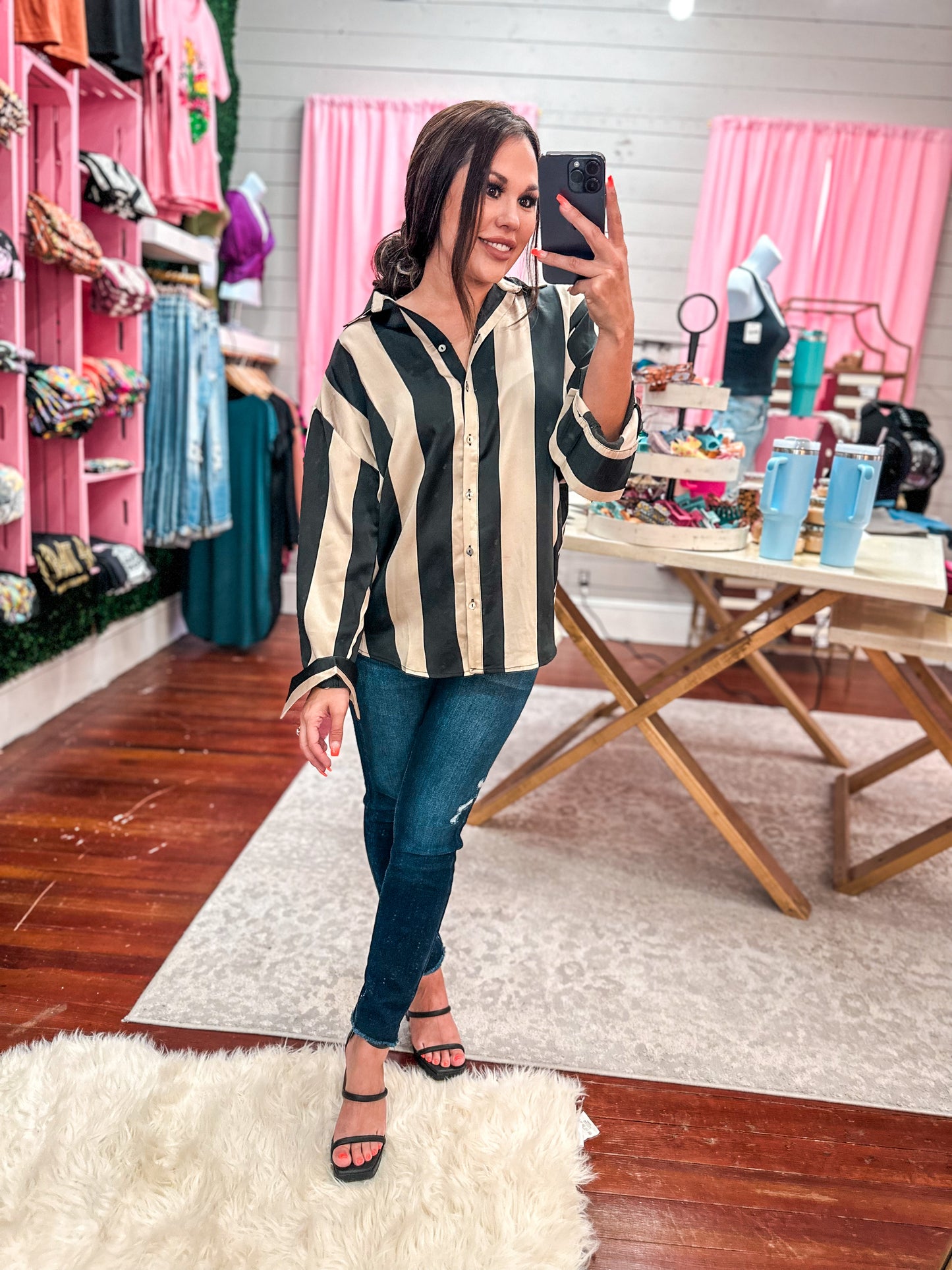NEVER LETTING GO STRIPED TOP